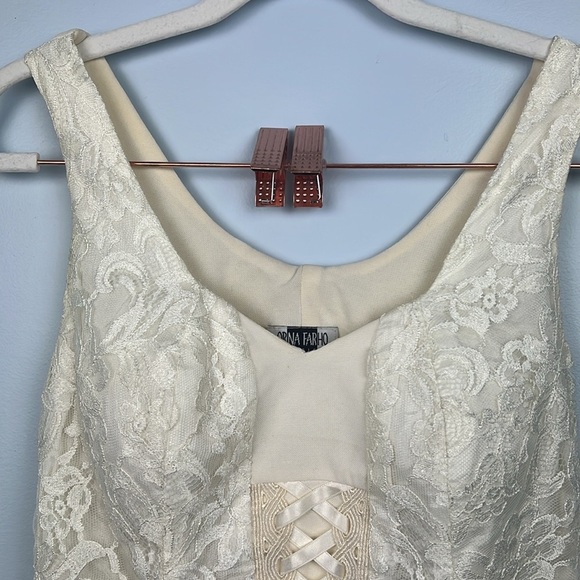 Orna Farho Paris vintage zipper closure ivory corset top - Picture 2 of 7